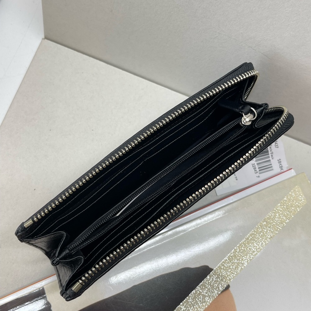 (new+tag) Coach 48437 legacy zip black wallet signature jacquard + leather trim - Picture 4 of 9